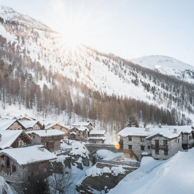 The Fornet hamlet in Val d'Isère in winter