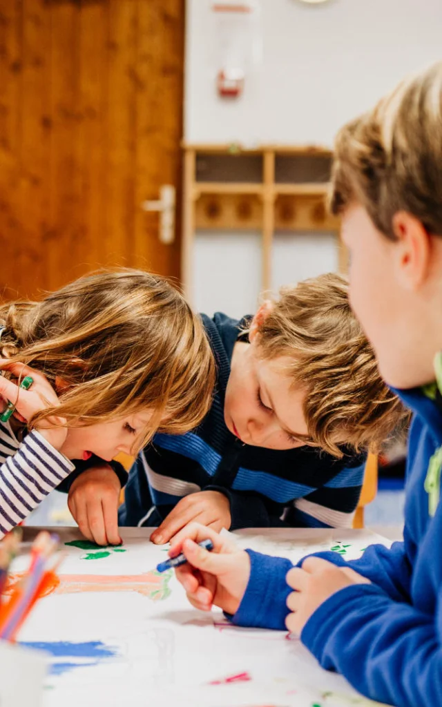 Children drawing at Chalet des Aiglons in Val d'Isère