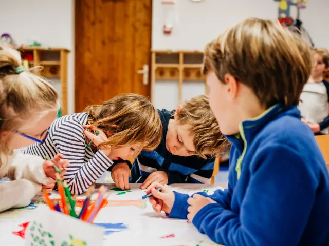 Children drawing at Chalet des Aiglons in Val d'Isère