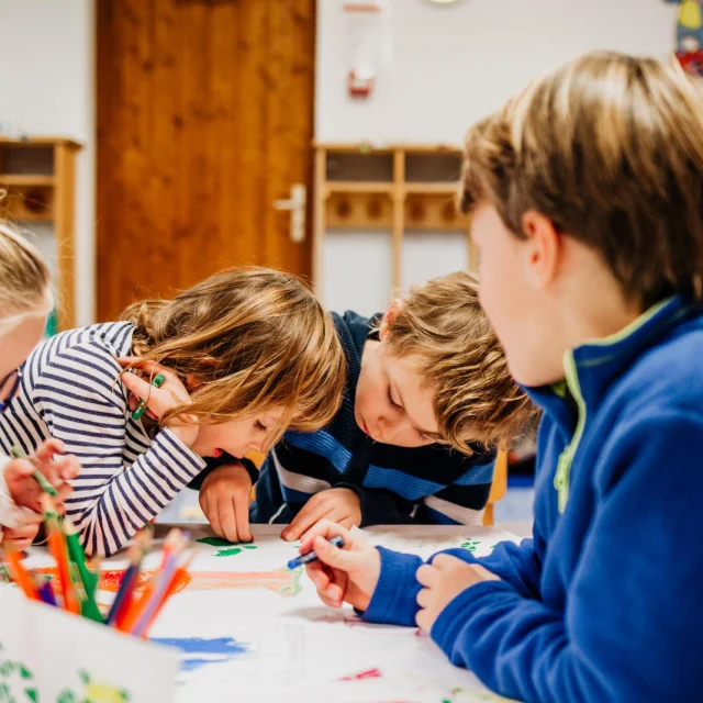 Children drawing at Chalet des Aiglons in Val d'Isère