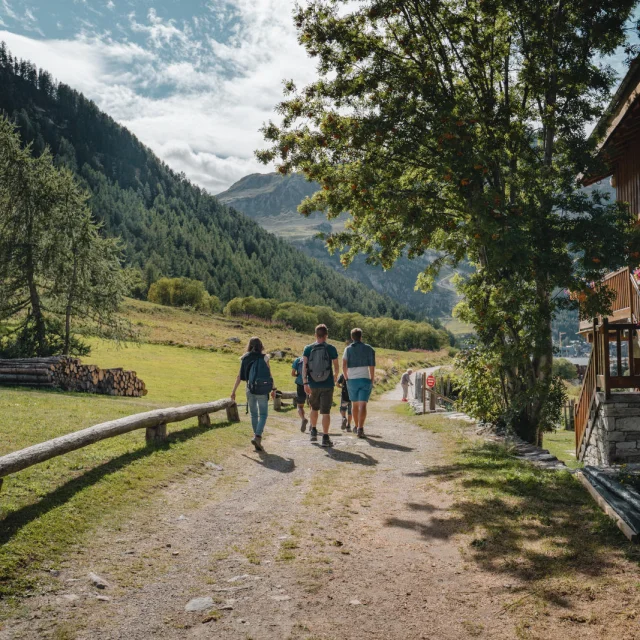 Summer stroll through the village with friends in Val d'Isère