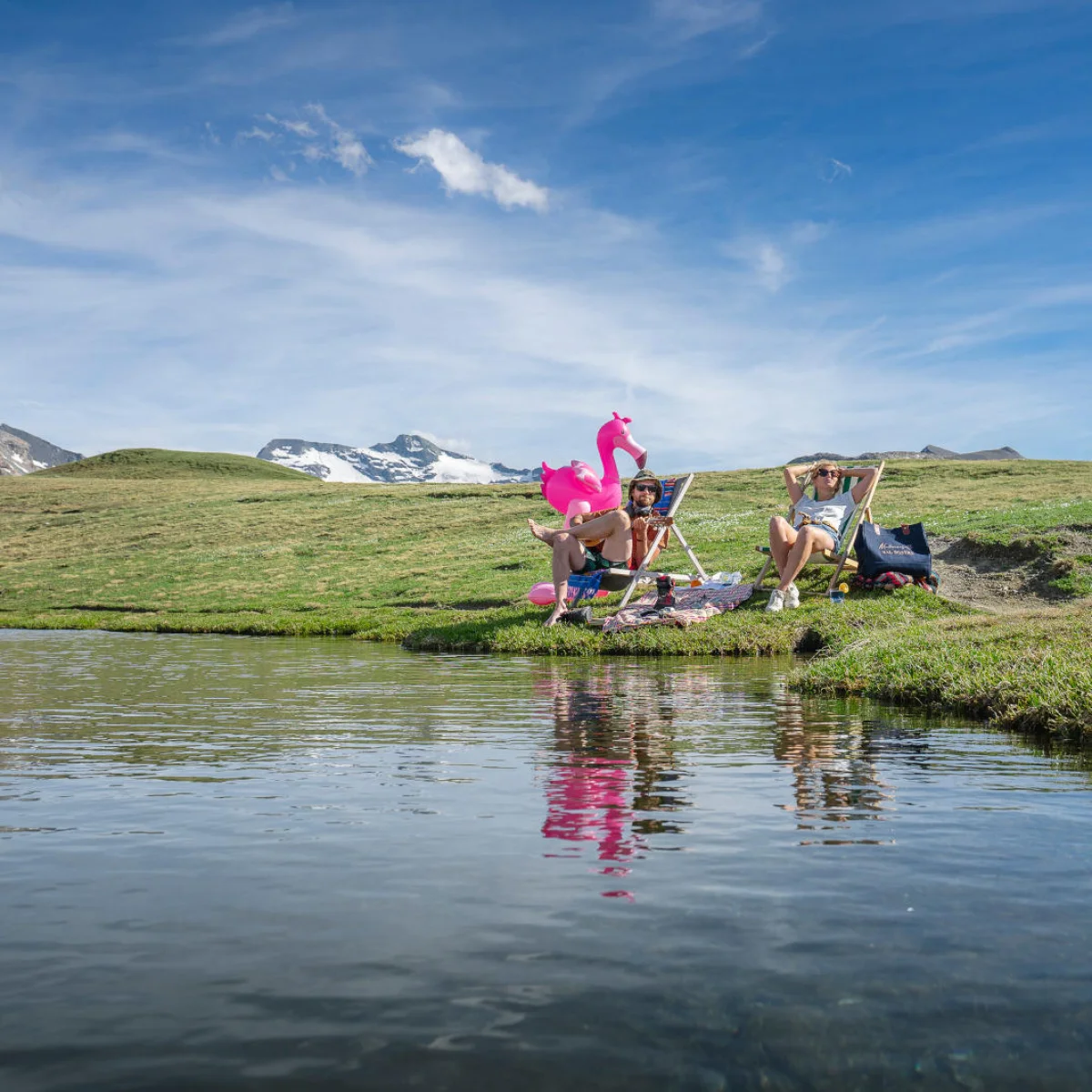 Relaxed couple on the shores of Lake Ouillette