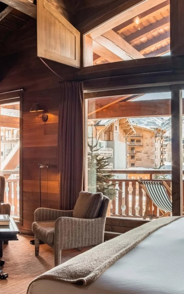 Chalet-style room at the Hotel Le Blizzard in Val d'Isère