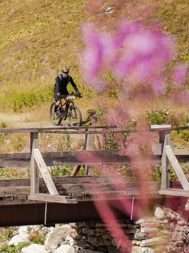 Mountain biking on a bridge