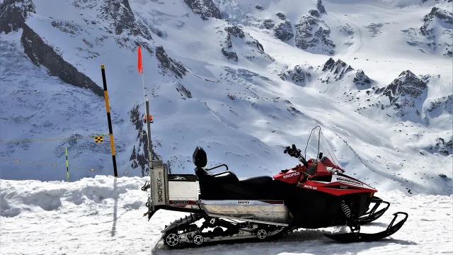 Snowmobile at a standstill