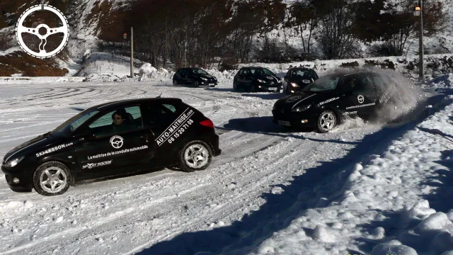 Winter driving school on snow and ice in Val d'Isère