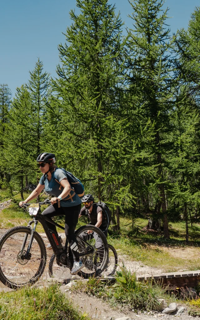 VTTAE / E-Bike with a group of friends at the source in summer in Val d'Isère