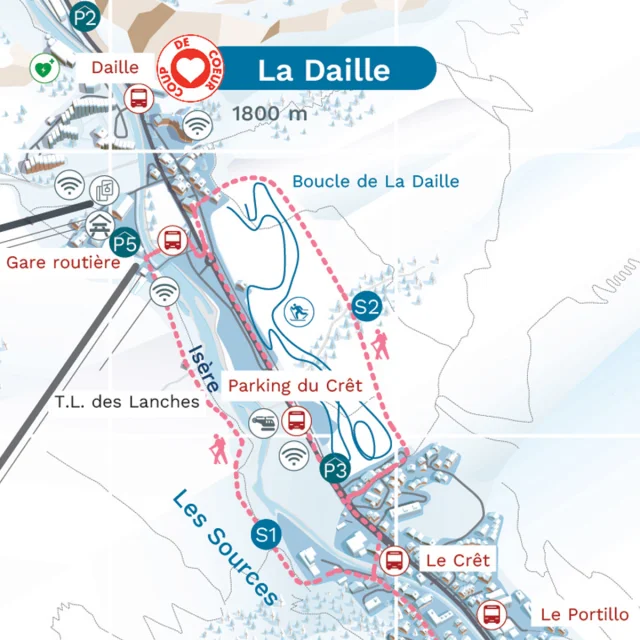 Balade en hiver à pied ou en ski de fond - Secteur de La Daille à Val d'Isère