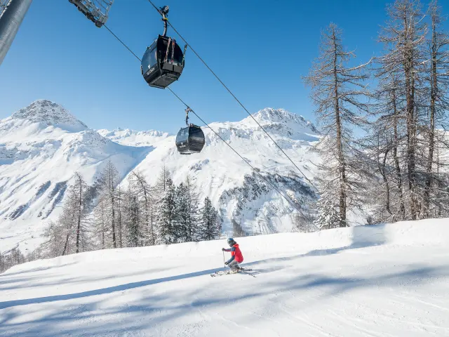 Piste M sous la télécabine de Solaise