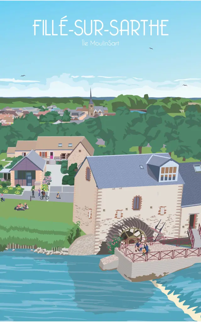 Affiche vintage Fille Ile Moulinsart