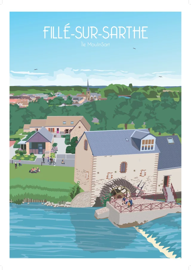 Affiche vintage Fille Ile Moulinsart