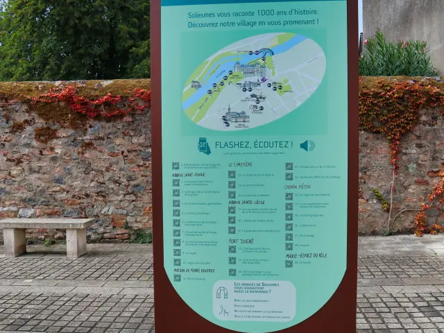 Panneau de Solesmes Sonore place Dom Gueranger