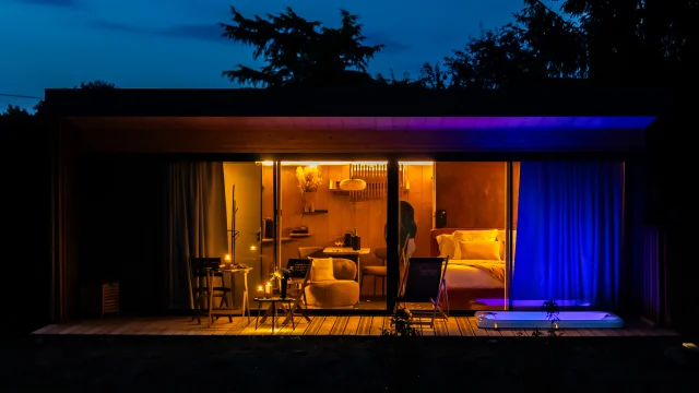 Nuit Sur Lodge 1 Eclaire Et Jacuzzi Magnifique 1