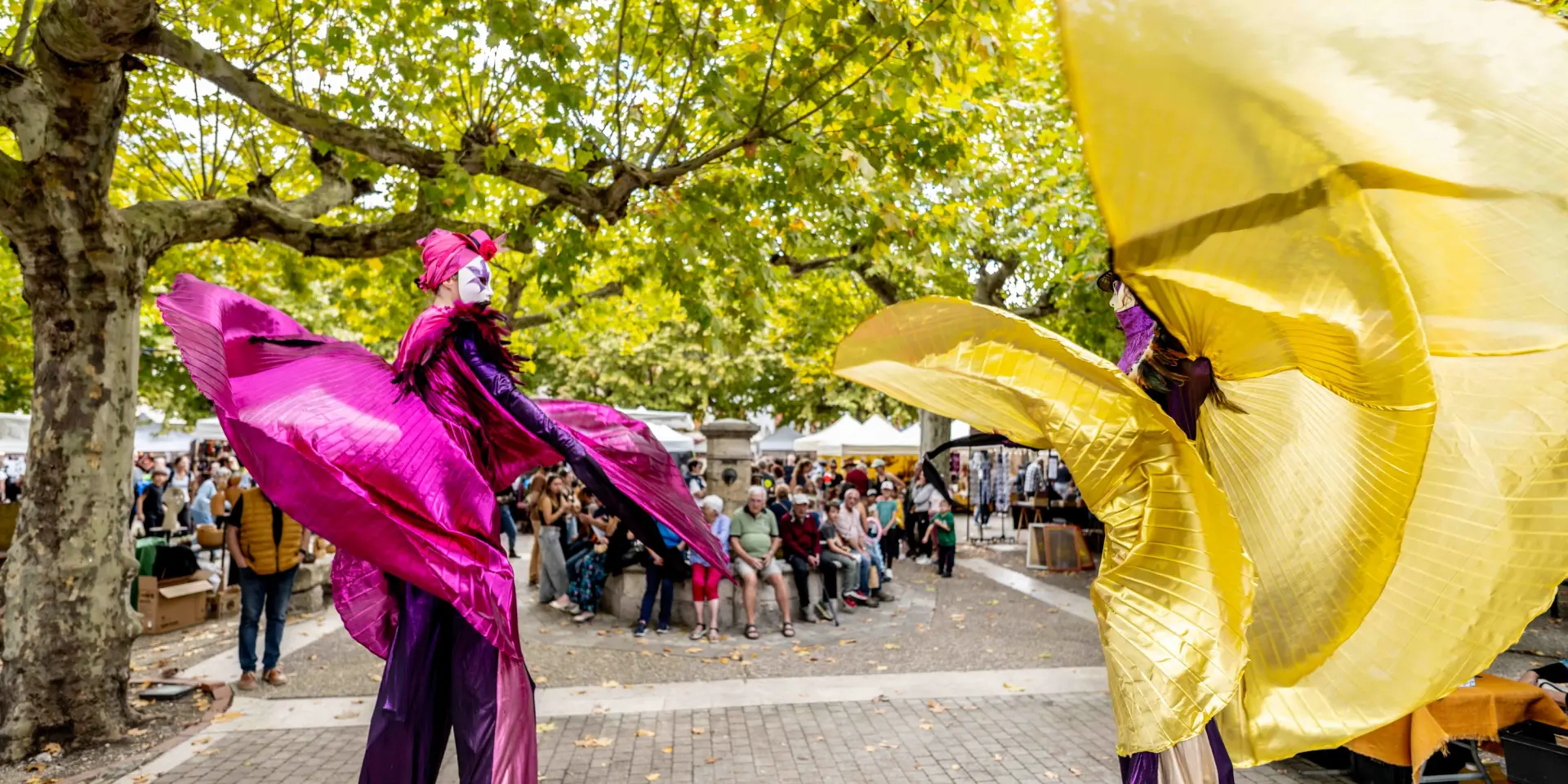 Spectacle de rue à la fête de la Figue au Mas d'Azil