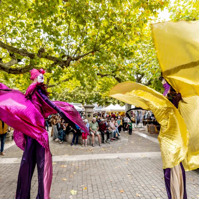 Spectacle de rue à la fête de la Figue au Mas d'Azil