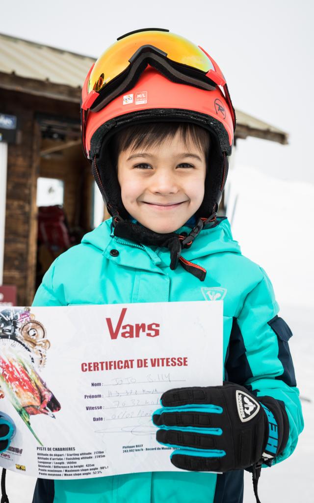 Certificat de vitesse sur le stade de ski de vitesse