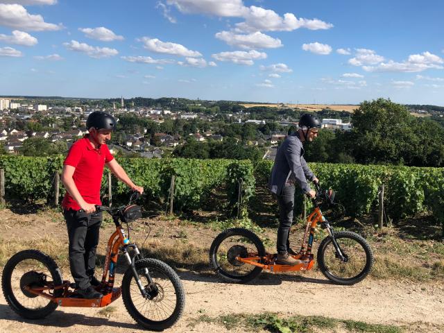 Trottinette électriques dans le vignoble
