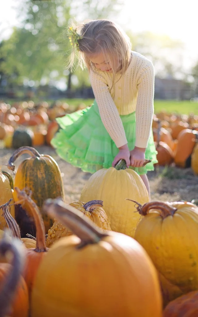 Jeune fille avec citrouilles