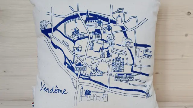 Au Fil Du Loir Plan Vendome Coussin Bleu