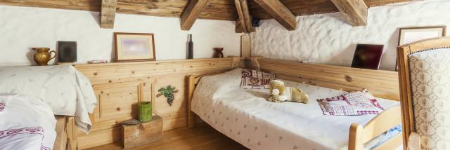Rustic mountain house bedroom interior