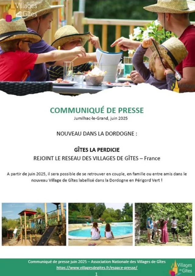 Communique De Presse Village De Gites Laperdicie 2025 06 Visuel