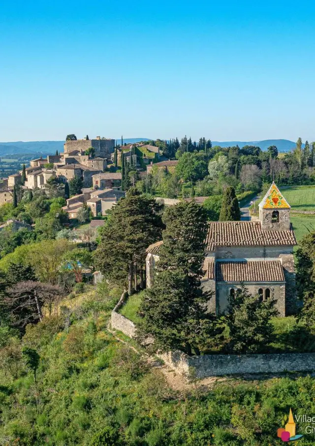 Image Drome Provencale Village Eglise Ruelles Vue Aerienne