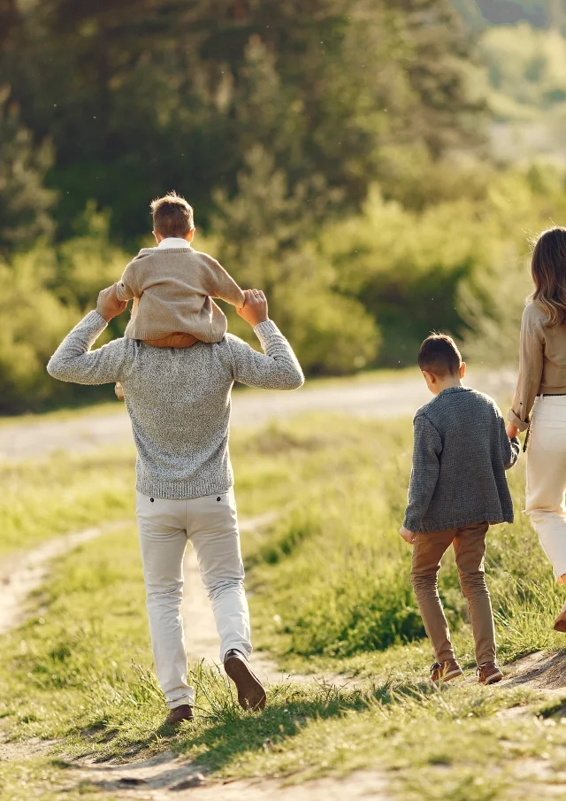 Cute Family Playing Summer Field